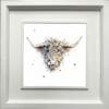 Harris Highland Cow Paper Fine Art Print Giclee in Deluxe White Frame