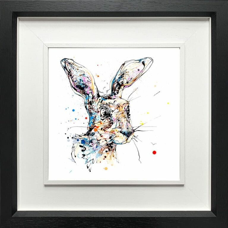 Hartley Hare Paper Giclee Fine Art Print in Deluxe Black Frame