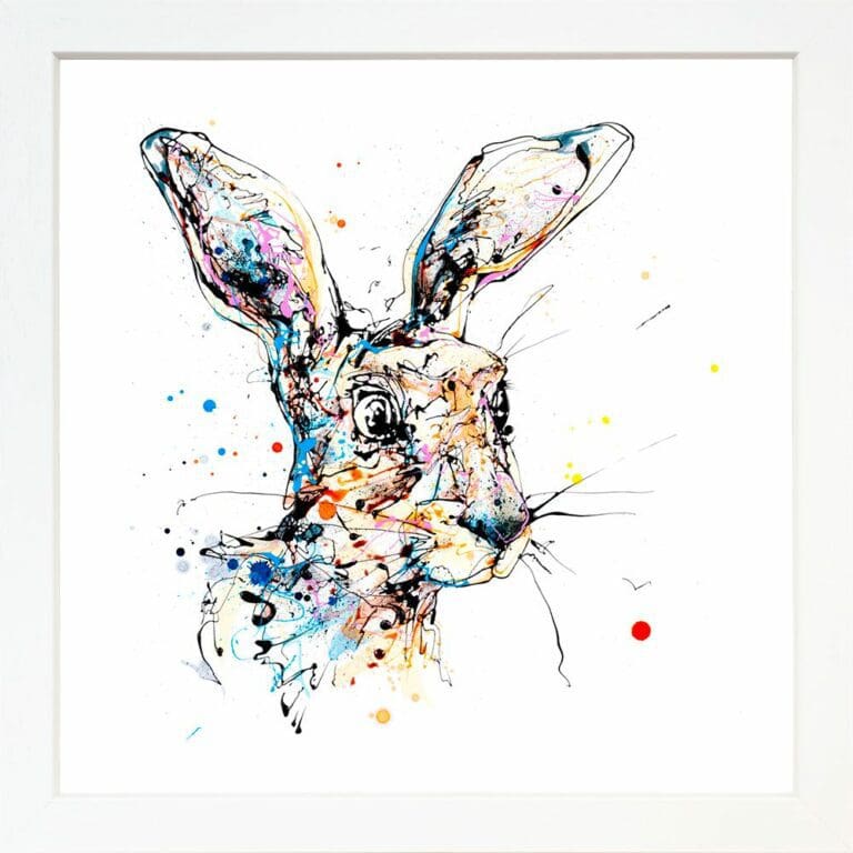 Hartley Paper Giclee Fine Art Print Hare shown in White Frame