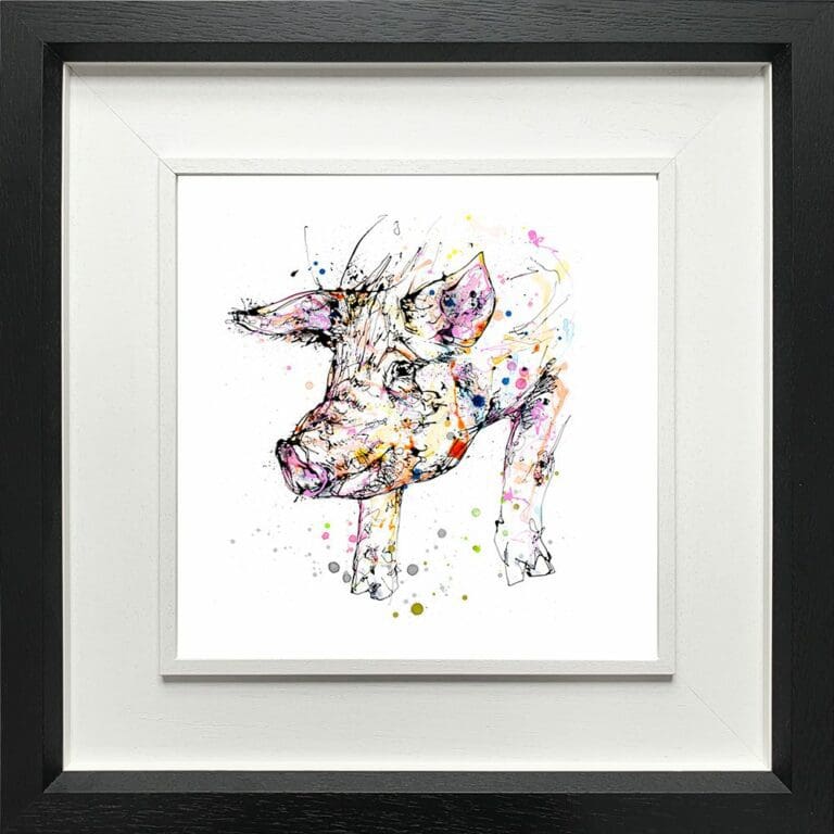 Truffles Pig Farmyard Paper Giclee Fine Art Print in Deluxe Black Frame