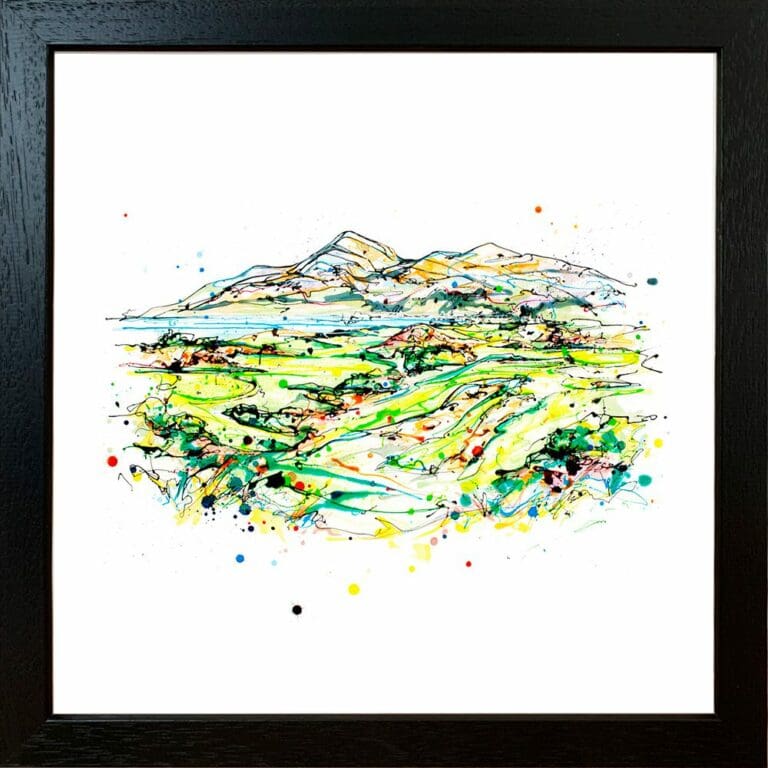 4th Hole Royal County Down Golf Course Northern Ireland Irish Open Paper Giclee Fine Art Print shown in Black Frame