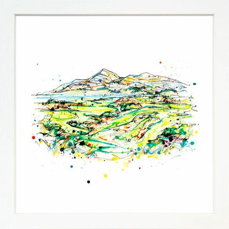 4th Hole Royal County Down Golf Course Northern Ireland Irish Open Paper Giclee Fine Art Print shown in White Frame