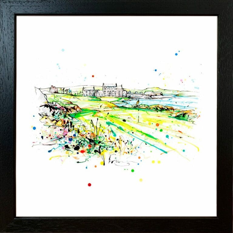 Clubhouse at Ardglass Golf Landscape Paper Giclee Fine Art Print shown in Black Frame