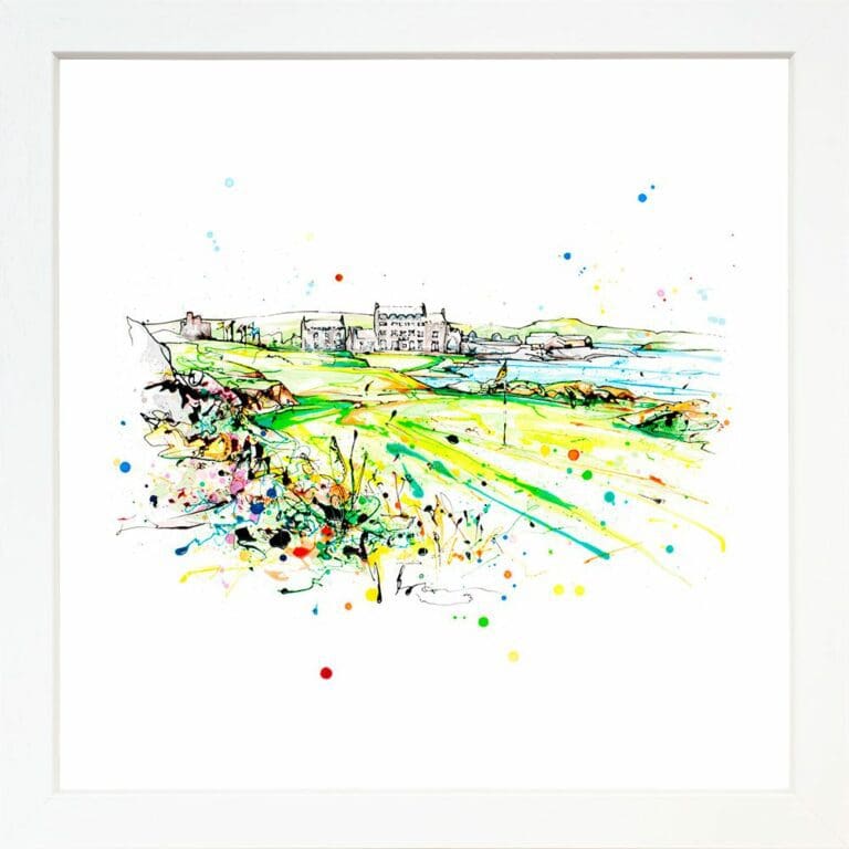 Clubhouse at Ardglass Golf Landscape Paper Giclee Fine Art Print shown in White Frame