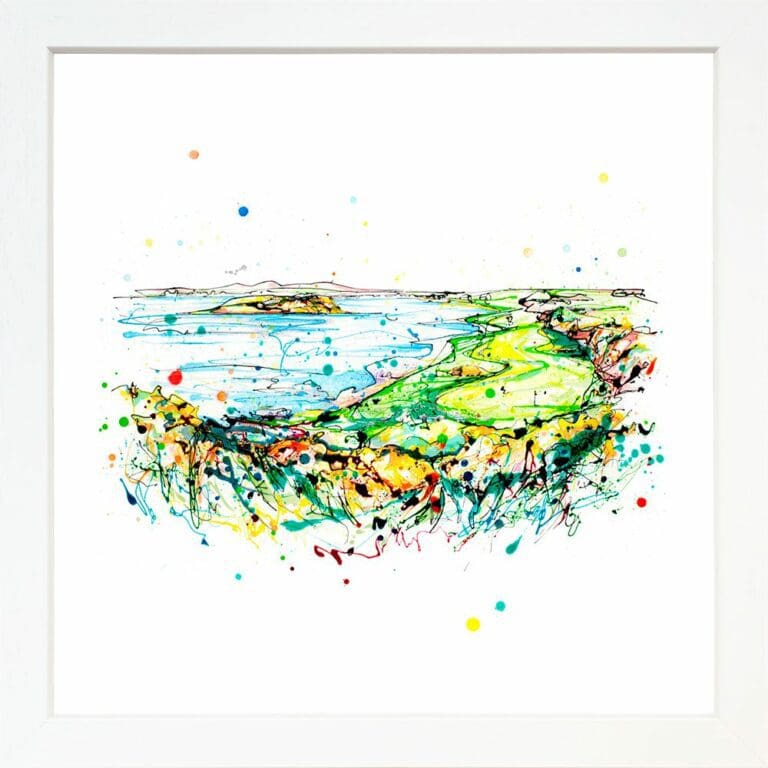 Coney Island Ardglass Golf Course Paper Giclee Fine Art Print shown in White Frame