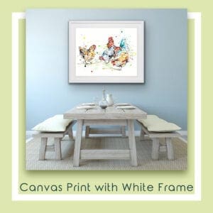 Free Range Canvas Print in White Frame in Situ