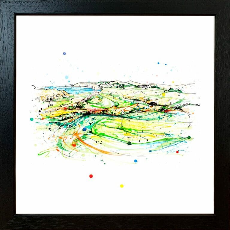 From the 15th Royal Portrush Golf Club Landscape Paper Giclee Fine Art Print shown in Black Frame