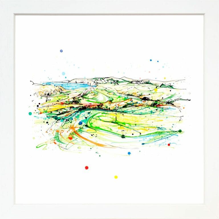 From the 15th Royal Portrush Golf Club Landscape Paper Giclee Fine Art Print shown in White Frame