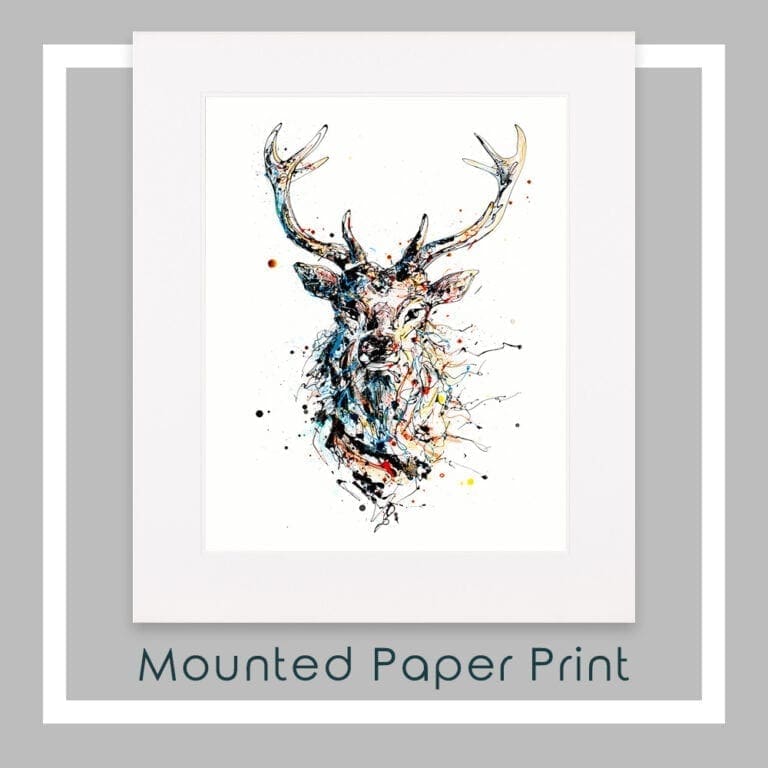 Majestic Red Deer Stag Paper Print Mounted