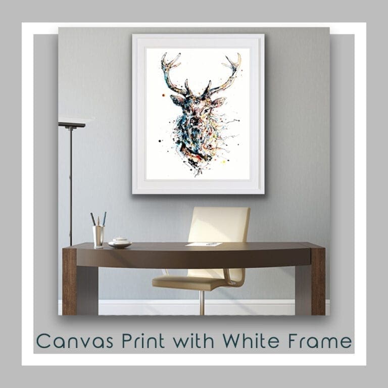 Majestic Stag Red Deer shown in White Frame in Situ