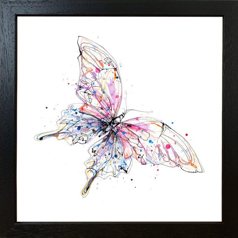 Flutterfly Giclee Paper Fine Art Print in Black Frame