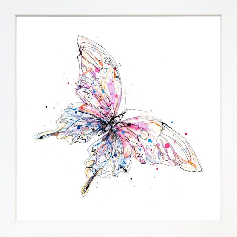 Flutterfly Giclee Paper Fine Art Print in White Frame