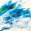 abstract green and blue floral print