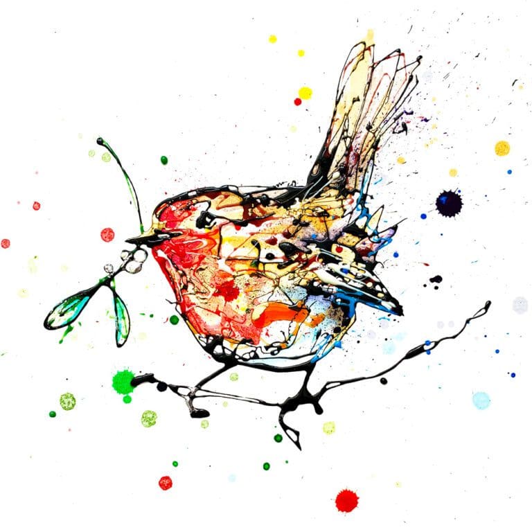 Mistletoe - Robin Print, 30x30cm with Framing Options