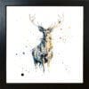 Nightfall Stag Giclee Paper Fine Art Print in Black Frame
