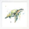 Tranquil Sea Turtle Paper Giclee Fine Art Print in White Frame