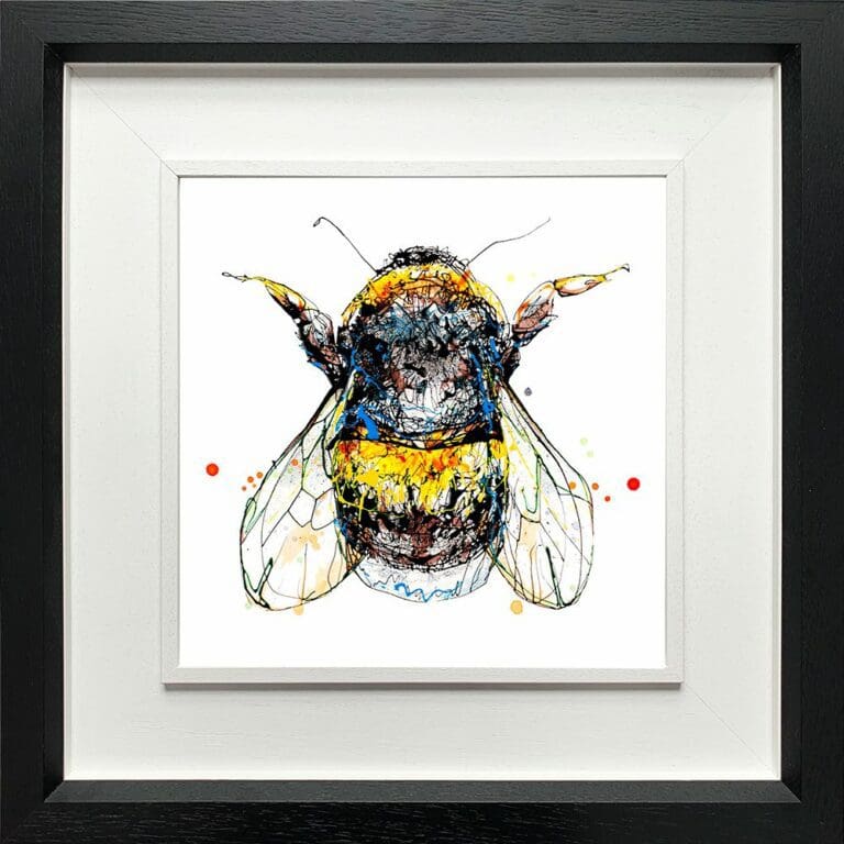 Buzz Bumblebee Paper Giclee Fine Art Print shown in Deluxe Black Frame