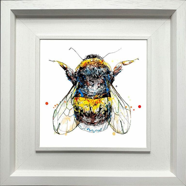 Buzz Bumblebee Paper Giclee Fine Art Print shown in Deluxe White Frame