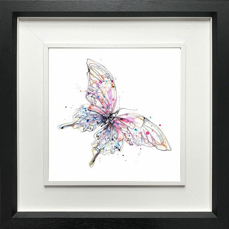 Flutterfly Butterfly Paper Fine Art Print Giclee shown in Deluxe Black Frame