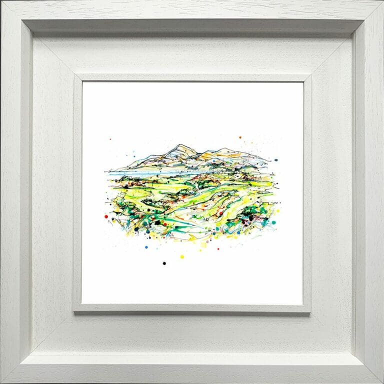 Golf 4th Hole Royal County Down Print in Deluxe White Frame