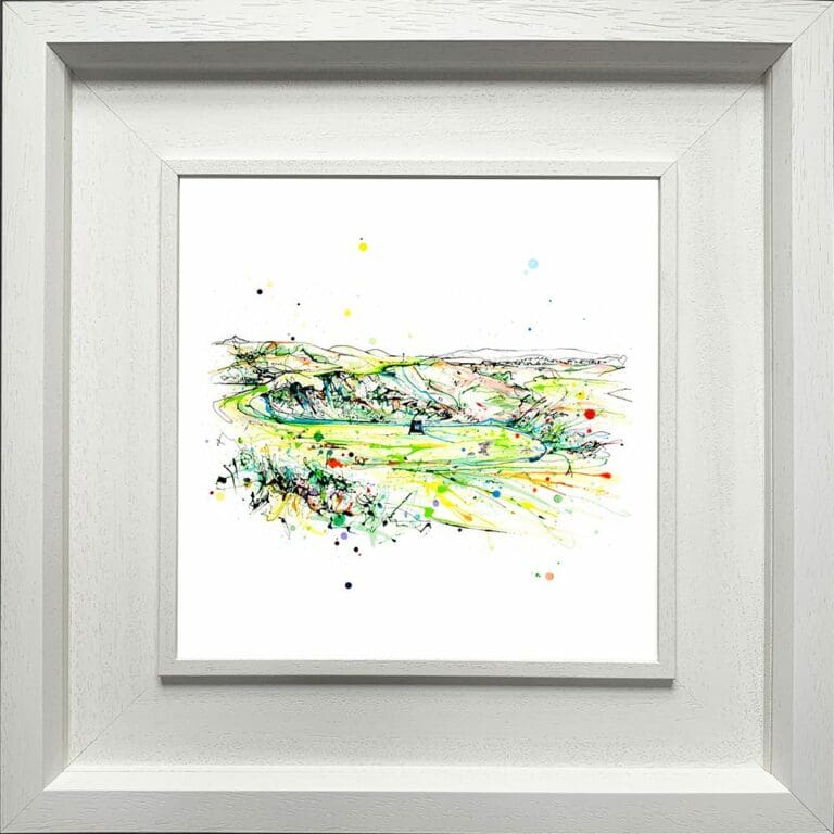 Calamity Corner Royal Portrush Golf Club Landscape shown in Deluxe White Frame