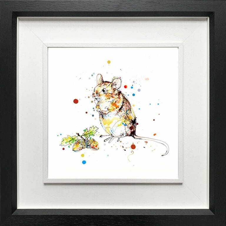 Little Guy Mouse Paper Giclee Fine Art Print in Deluxe Black Frame