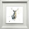 Nightfall Stag Paper Fine Art Giclee Print shown in Deluxe White Frame