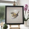 Bramble Original Wren Painting in Deluxe Black Frame by Northern Ireland artist Kathryn Callaghan