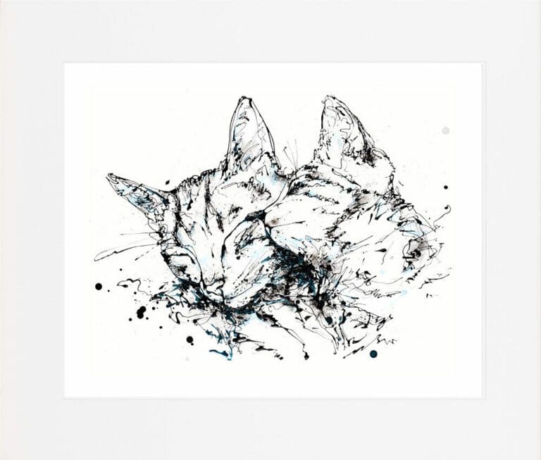 Affection Cats Love Giclee Paper Fine Art Print shown in Mount