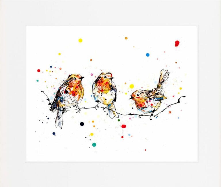 Close To You Robins Paper Giclee Fine Art Print shown in Mount