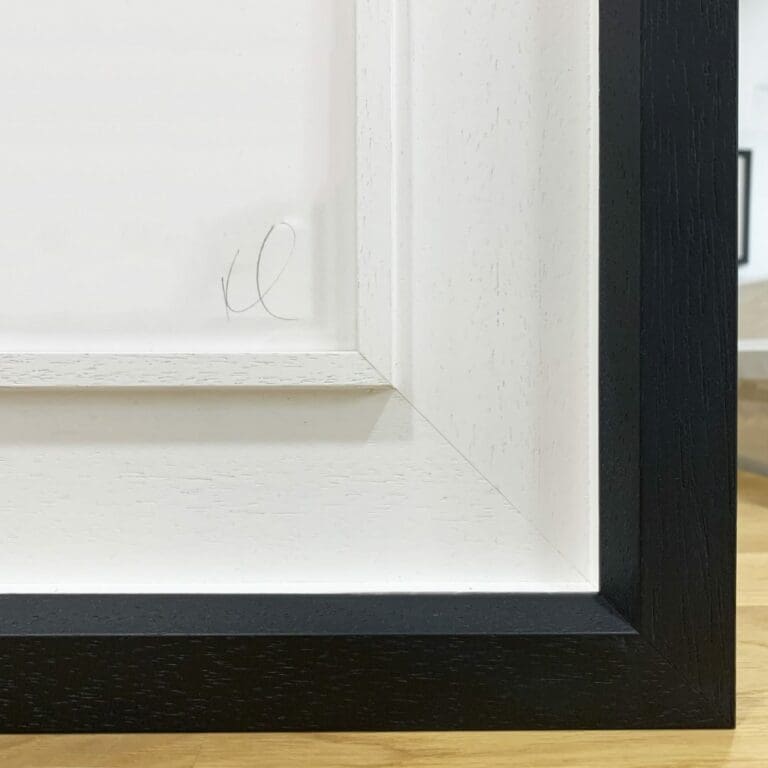 Close Up Detail of the Deluxe Black Wooden Frame