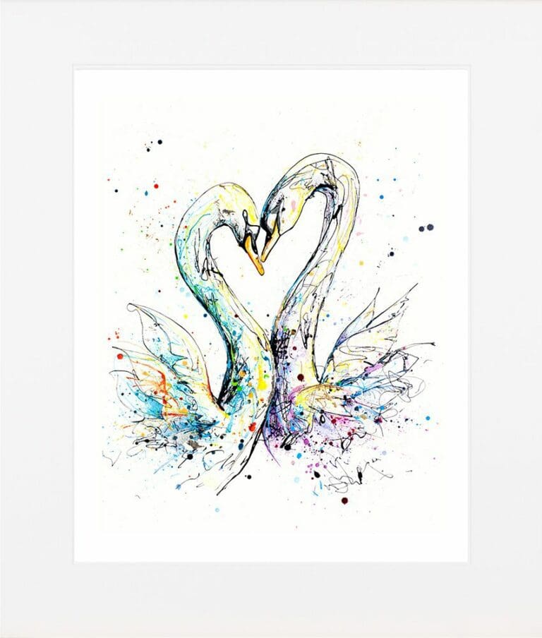 Embrace Swans Paper Giclee Fine Art Print shown in Mount