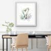 Limited Edition Swan Print Embrace shown mounted in white frame in situ