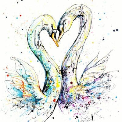 Embrace - Swan Print, 45x56cm with Mount Options