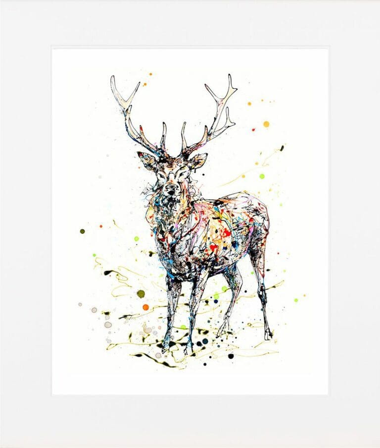 Empowered Stag Paper Giclee Fine Art Print shown in Mount