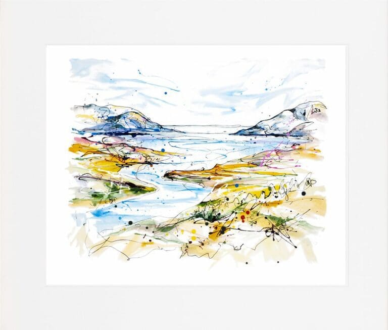 Carling Ford Lough Irish Landscape Paper Giclee Fine Art Print shown in Mount