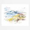 Kingdom of Mourne Mountains Landscape Paper Giclee Fine Art Print shown in mount