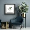 Coat of Colour Blue Tit Print shown in Deluxe Black Frame in Situ