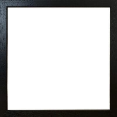 Standard black wooden frame.