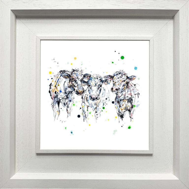 A Good Natter Cows Print Deluxe White Frame