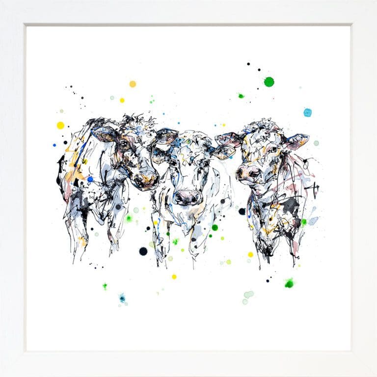 A Good Natter Cows Print Standard White Frame