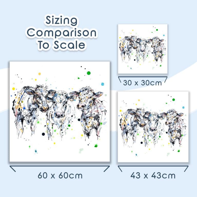 The three sizes available in A Good Natter shown in comparison to one another to scale.