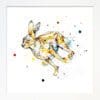 Dash running hare print by Kathryn Callaghan shown in a Standard White Frame