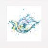 Splash swimming dolphins print by Kathryn Callaghan shown in a mount board, ready for framing.