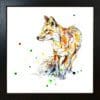 Treasure Hunt Fox Print by Kathryn Callaghan shown in a Standard Black Frame