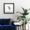 Daybreak Kingfisher print by Kathryn Callaghan shown in a deluxe black frame in situ