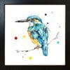 Daybreak Kingfisher print by Kathryn Callaghan shown in a standard black frame