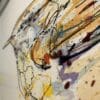 Close up showing textured surface of Sunrise, a wren original painting by Kathryn Callaghan