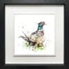Attention, a pheasant print by Kathryn Callaghan, shown in a Deluxe Black Frame