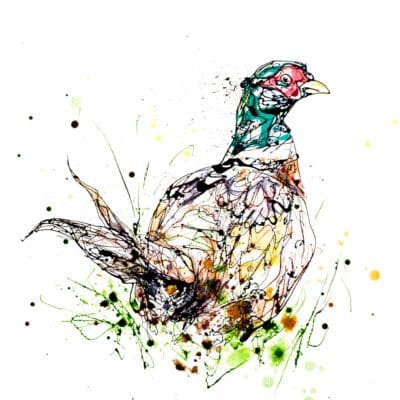 A painting of a pheasant by Kathryn Callaghan named Attention.